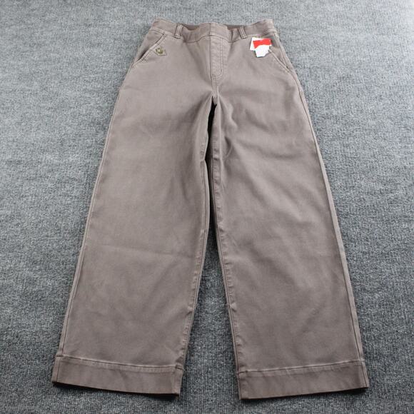 Spanx Pant Medium Stretch Twill Cropped Wide Leg Pant Brown Smoke Utility Casual - Picture 3 of 13